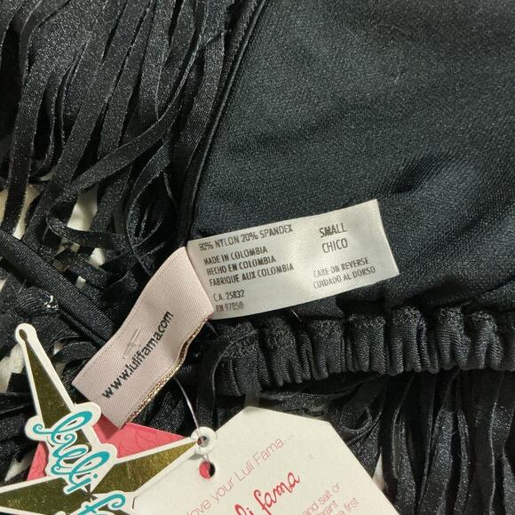 Luli Fama Black Fringe Bikini Top - Size Small NWT - Picture 9 of 10